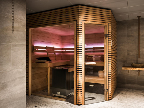 Wellnessbereich Sauna in der Ausstellung